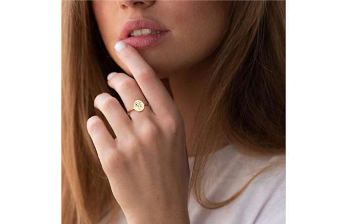 handmade flower signet ring